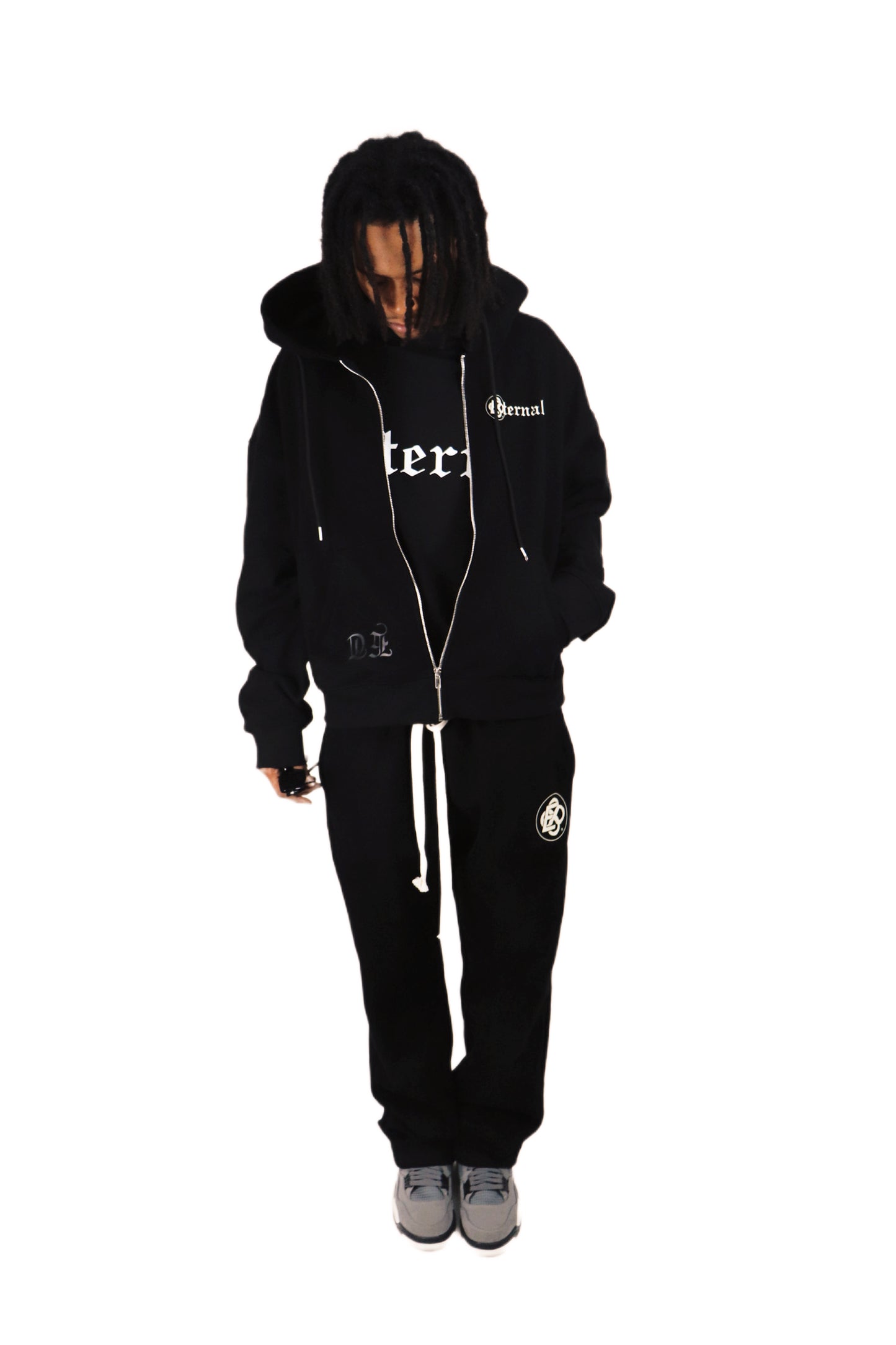 ETA Zip Up Hoodie Black & Cream