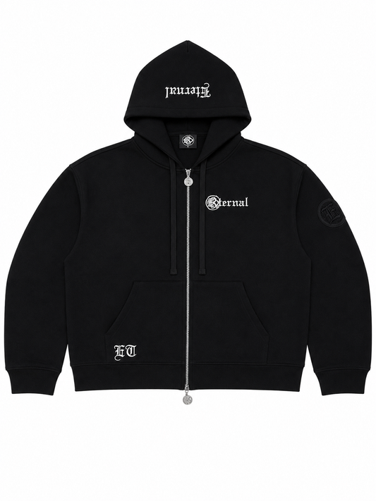 ETA  Zip Up Hoodie Black & White