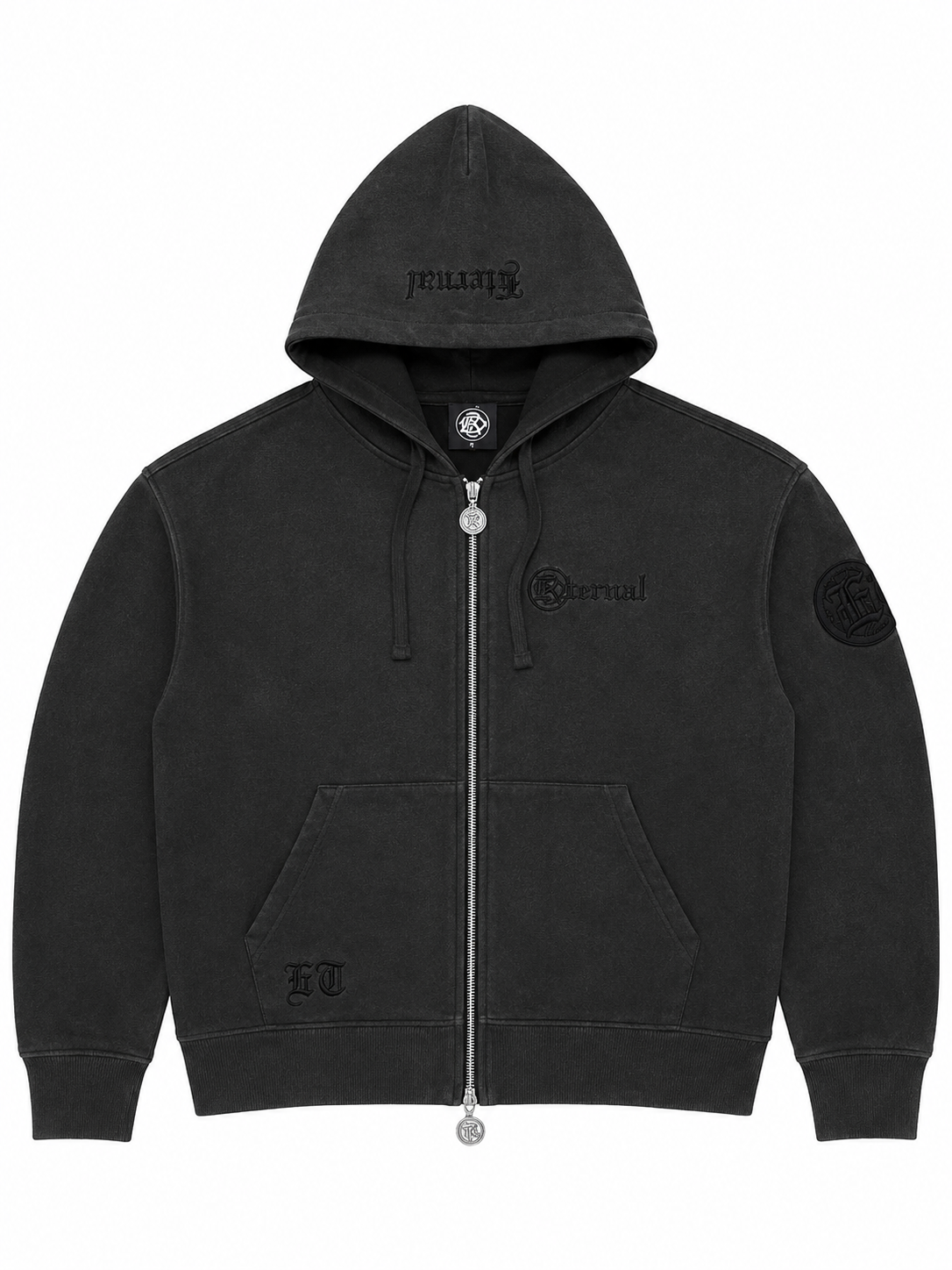 ETA Zip Up Hoodie Washed Black