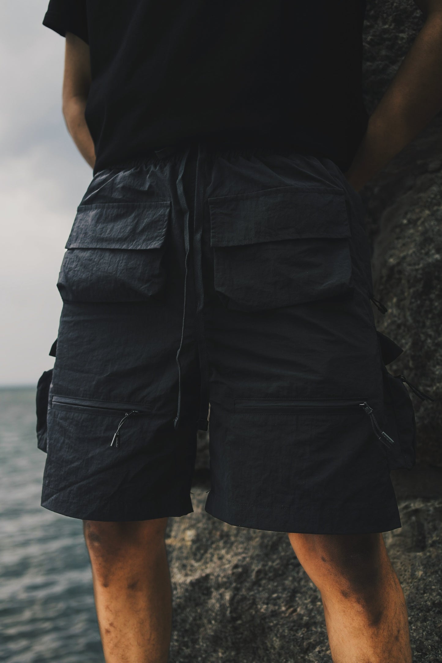 ETA Black Nylon Cargo Shorts